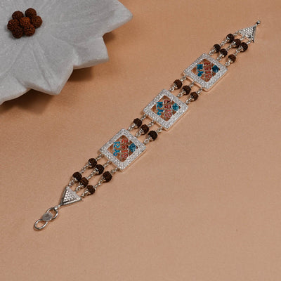 Rudraksha Silver Three Jay Thakar Brooch Bracelet