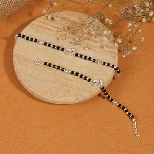 black beads with silver baby feet nazariya for kids