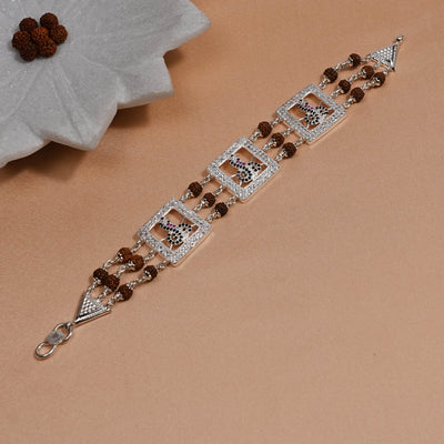 Rudraksha Silver Three Goga Brooch Bracelet