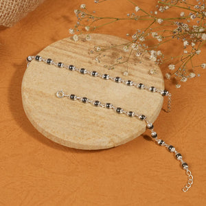 Black Beads Embedded in Silver Nazariya for Kids