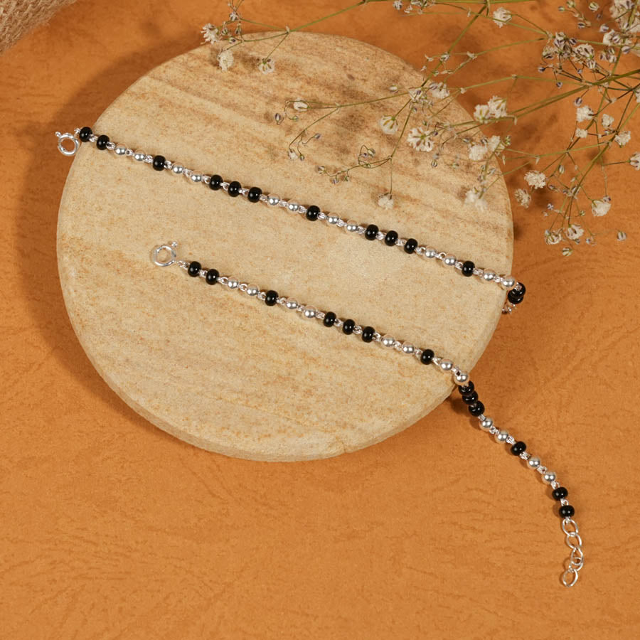 Black and Silver Beads Pattern Nazariya for Kids