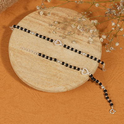 black beads and silver heart nazariya for kids