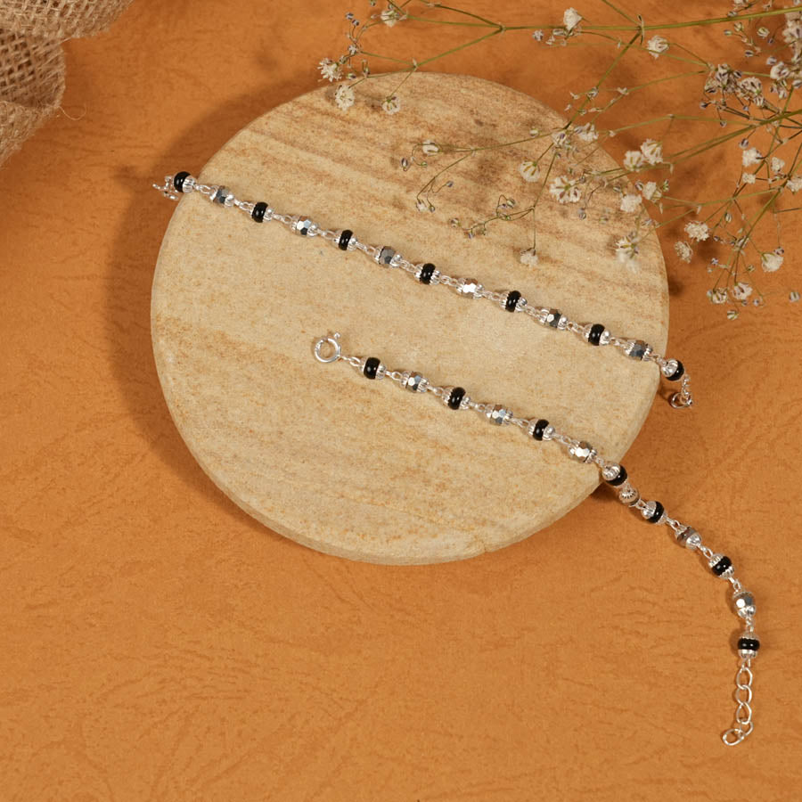 Black and Silver Alternate Beads Nazariya for Kids