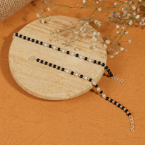Real Black and Silver Beads Pattern Nazariya for Kids