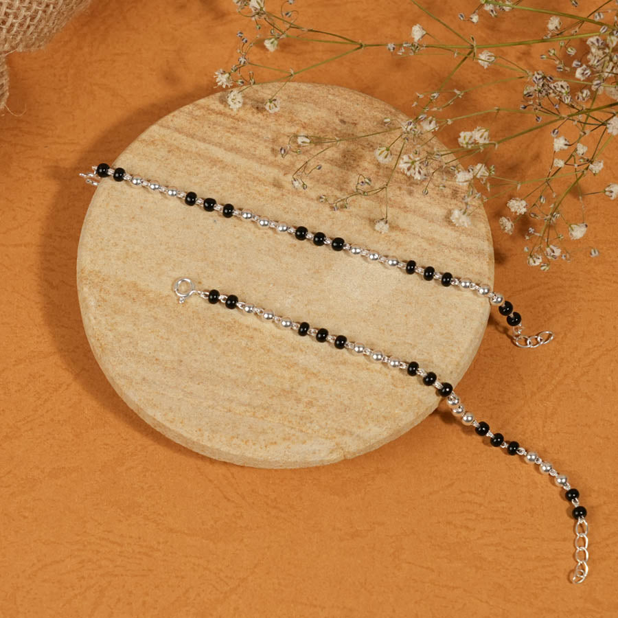 Real Black and Silver Beads Nazariya for Kids