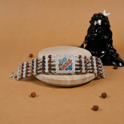 Rudraksha Silver Jay Thakar Five Lines Bracelet