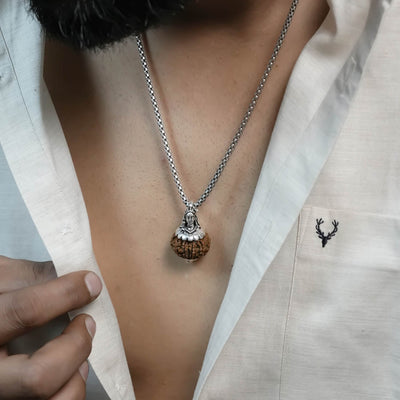 Adiyogi Pendant (9 Mukhi Nepali Rudraksha) With Chain
