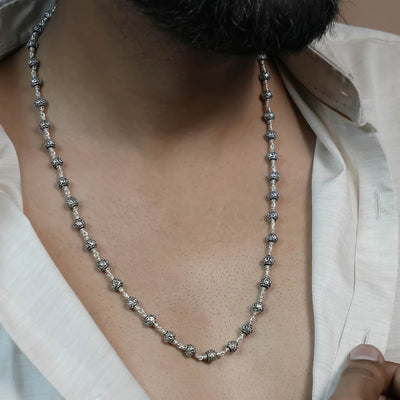 Silver Mala (Om Beads)
