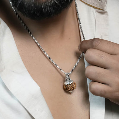 Adiyogi Pendant (12 Mukhi Nepali  Rudraksha) With Chain