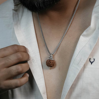 Adiyogi Pendant (6 Mukhi Nepali Rudraksha) With Chain
