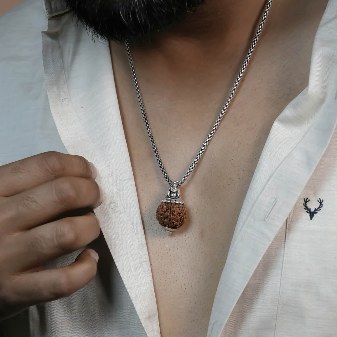 Adiyogi Pendant (6 Mukhi Nepali Rudraksha) With Chain