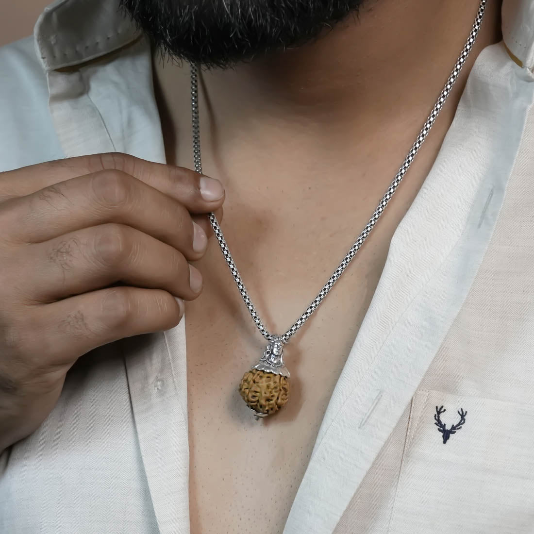 Adiyogi Pendant (8 Mukhi Nepali  Rudraksha) With Chain