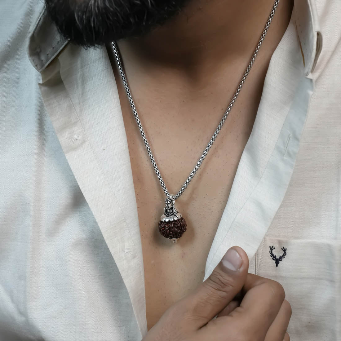 Adiyogi Pendant (10 Mukhi Nepali  Rudraksha) With Chain