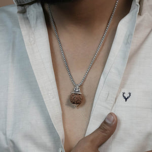 Adiyogi Pendant (5 Mukhi Nepali  Rudraksha) With Chain