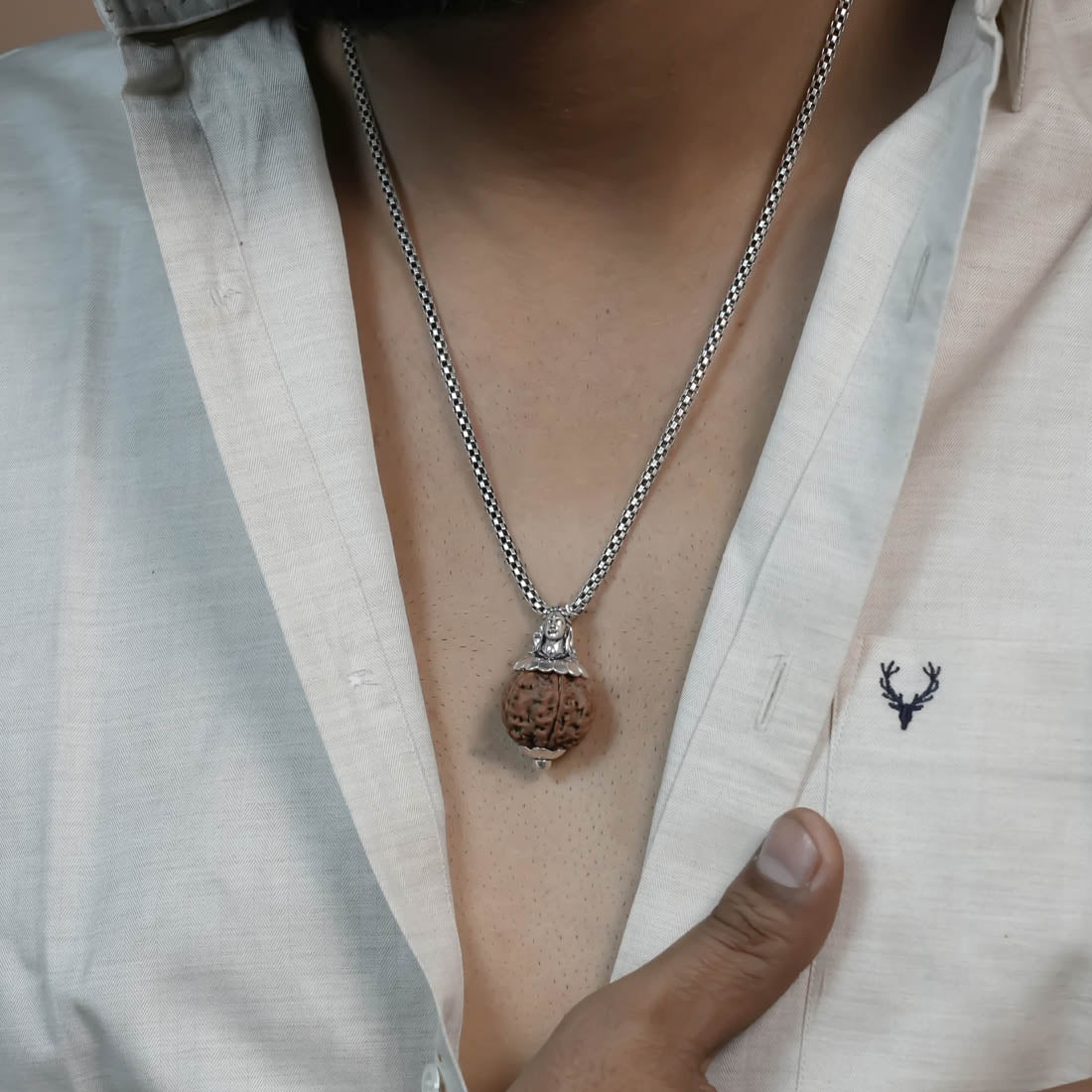 Adiyogi Pendant (5 Mukhi Nepali  Rudraksha) With Chain