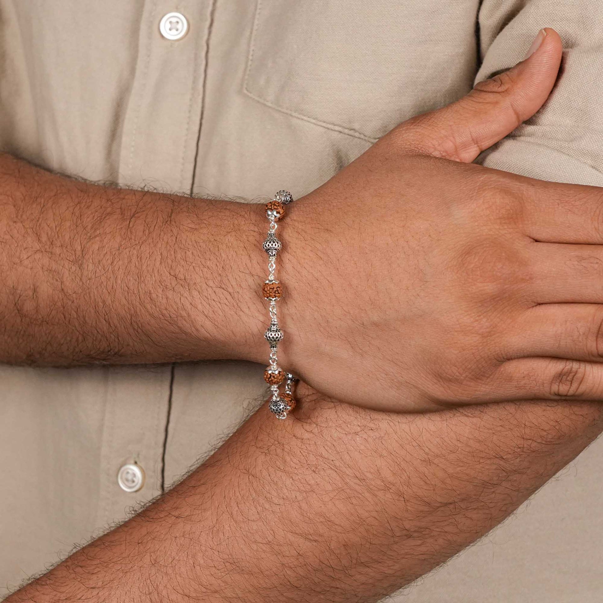 Rudraksha Bracelet for Men Silver (Alternate)