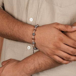 Rudraksha Silver Hollow Round Beads Bracelet.
