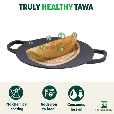 Cast Iron Double Handle Concave Tawa