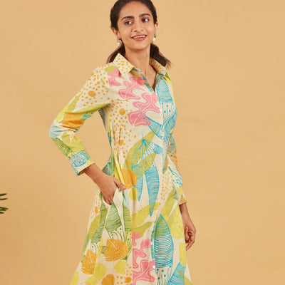 Abstract Tropical Printed Dress