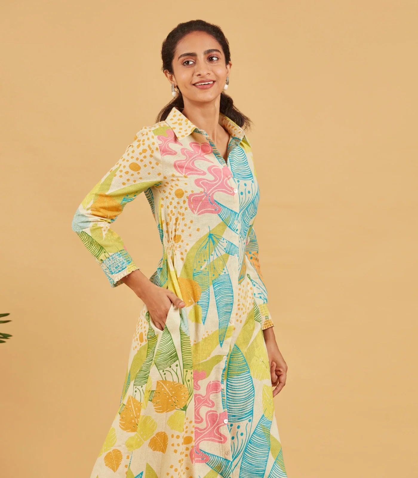 Abstract Tropical Printed Dress