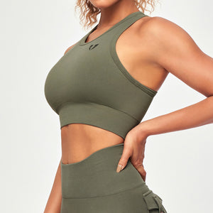 Seamless Padded Tank - Olive Green