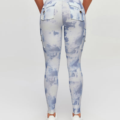 High Waisted Cargo Leggings - Grey blue Gradient