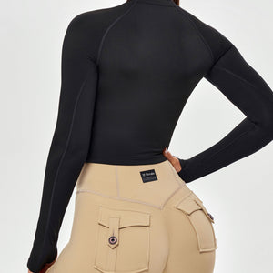 Long Sleeve Crop Top - Black