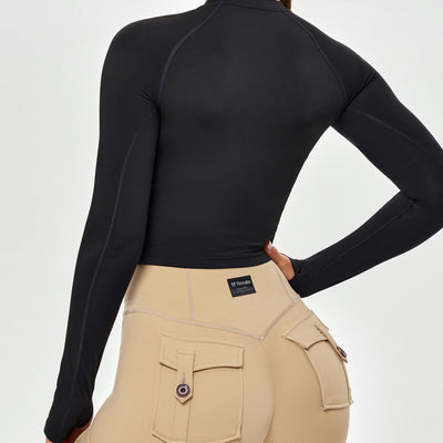 Long Sleeve Crop Top - Black