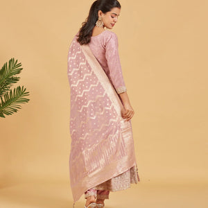 Dusty Pink Anarkali Set With Matching Dupatta