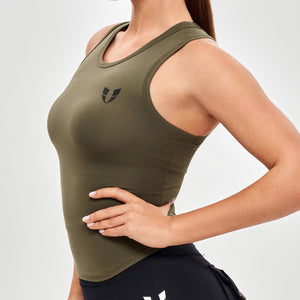 Round Neck Sports Tank - Moss Green