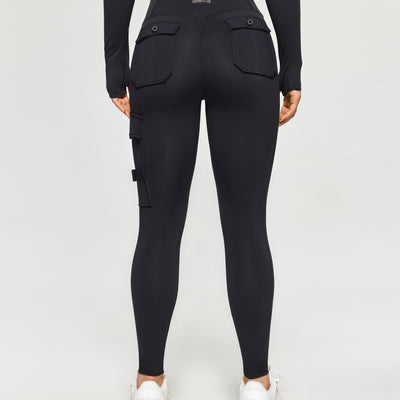 Thermal Fleece Cargo Leggings - Black