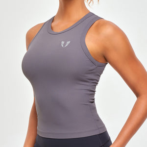 Ribbed Workout Tank - Gray Purple