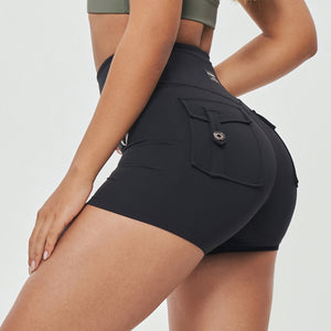 High Waist Cargo Shorts - Black