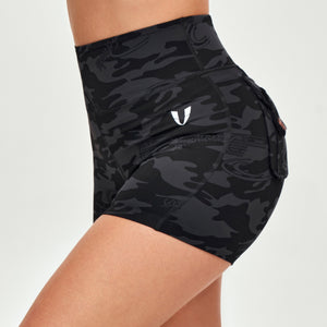 Cargo Short Shorts - Black Gray Camo