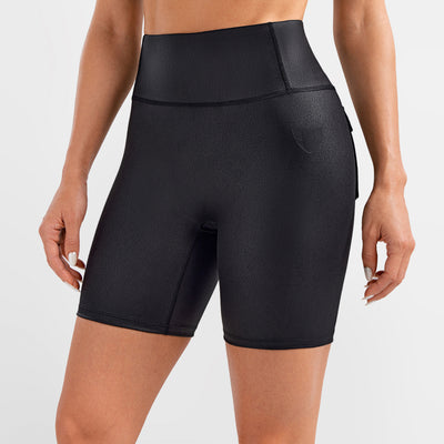 Faux Leather Cargo Short Shorts - Black