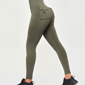 Seamless Cargo Leggings - Olive Green