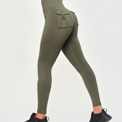 Seamless Cargo Leggings - Olive Green