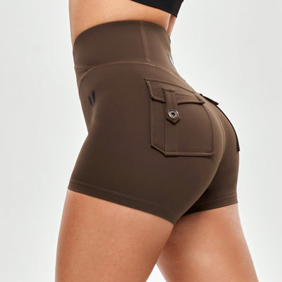 V-waist Cargo Shorts Plus-Dark Brown