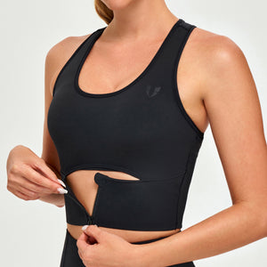 Scoop Neck Sports Bra - Black