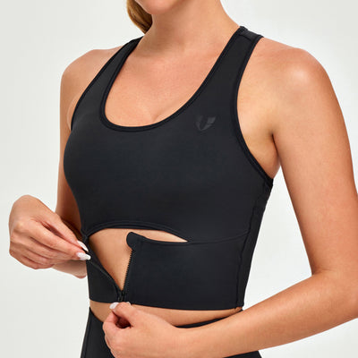 Scoop Neck Sports Bra - Black