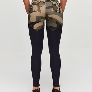 V-Waist Gym Leggings - Coffee Camo