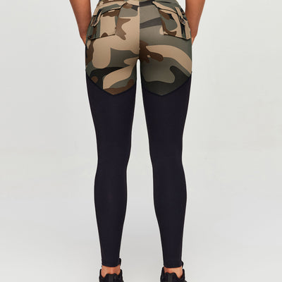 V-Waist Gym Leggings - Coffee Camo