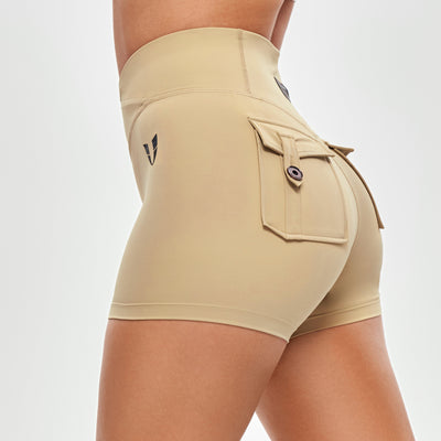 V-waist Cargo Shorts Plus-Khaki Yellow