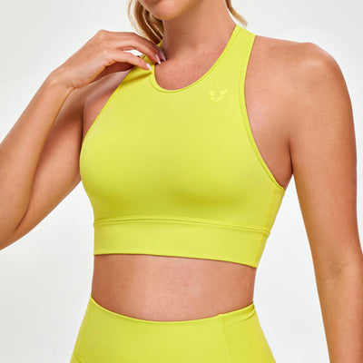 High Neck Sports Bra - Yellow