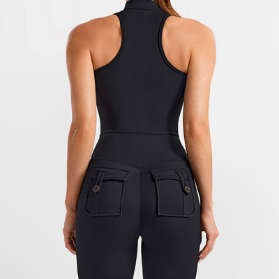 Cargo Pocket Bodysuit Short - Black