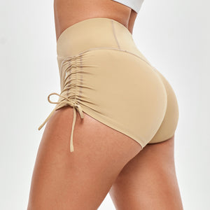 V-waist Scrunch Butt Shorts - Khaki Yellow