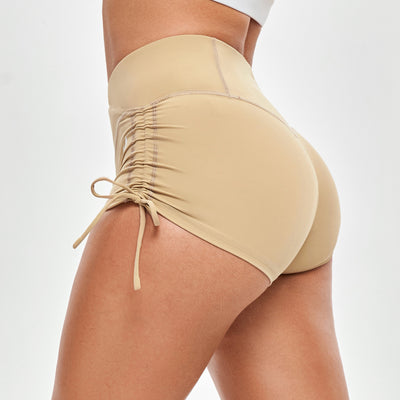 V-waist Scrunch Butt Shorts - Khaki Yellow