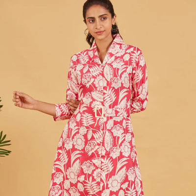 French Rose Pink Floral Dress