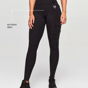 Cargo Fitness Leggings Plus - Black
