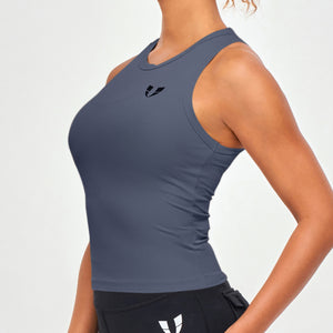 Ribbed Workout Tank - Gray Blue